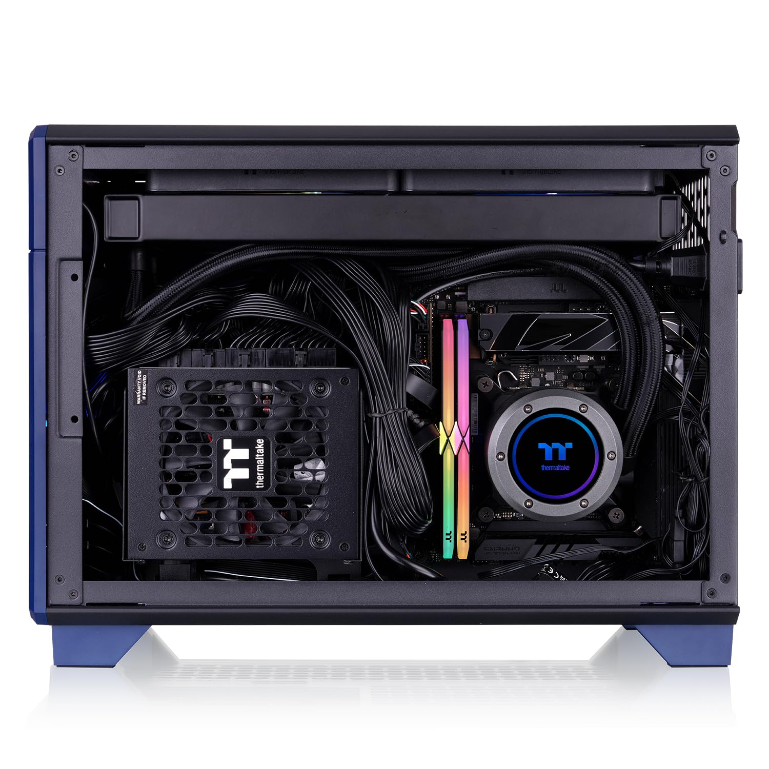 Thermaltake TR100 Koralie Edition; mITX Support; 18.9 Liters; PCIe 4.0 Riser Cable Included; 360mm GPU Clearance; 280mm Radiator Support; Removable PCIe Bracket; Cobalt Blue; CA-11A-00SPNN-AR - Image 6