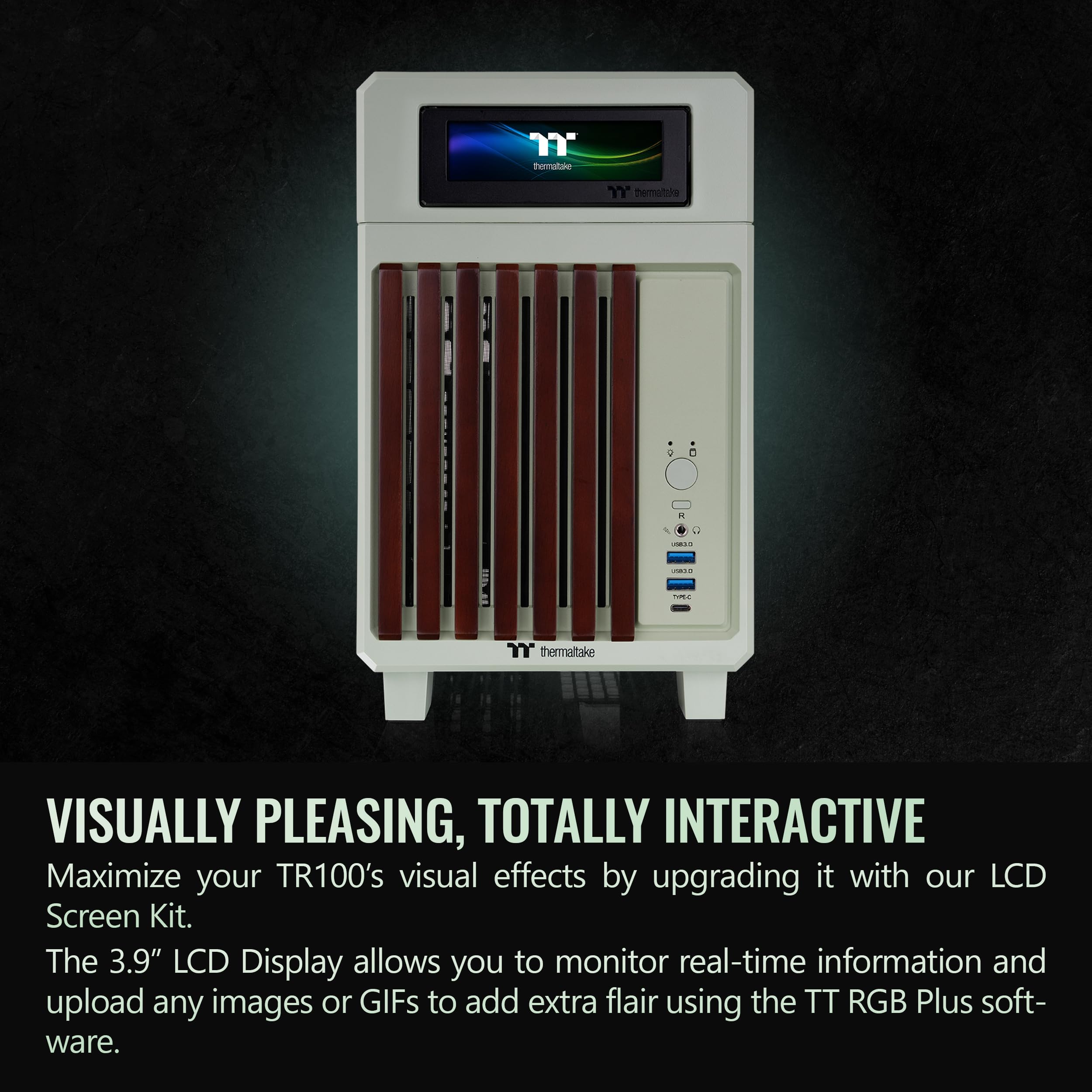 Thermaltake TR100 WS; Wood Front Trim; mITX Support; 18.9 Liters; PCIe 4.0 Riser Cable Included; 360mm GPU Clearance; 280mm Radiator Support; Removable PCIe Bracket; Matcha Green; CA-11A-00SENN-WS - Image 5