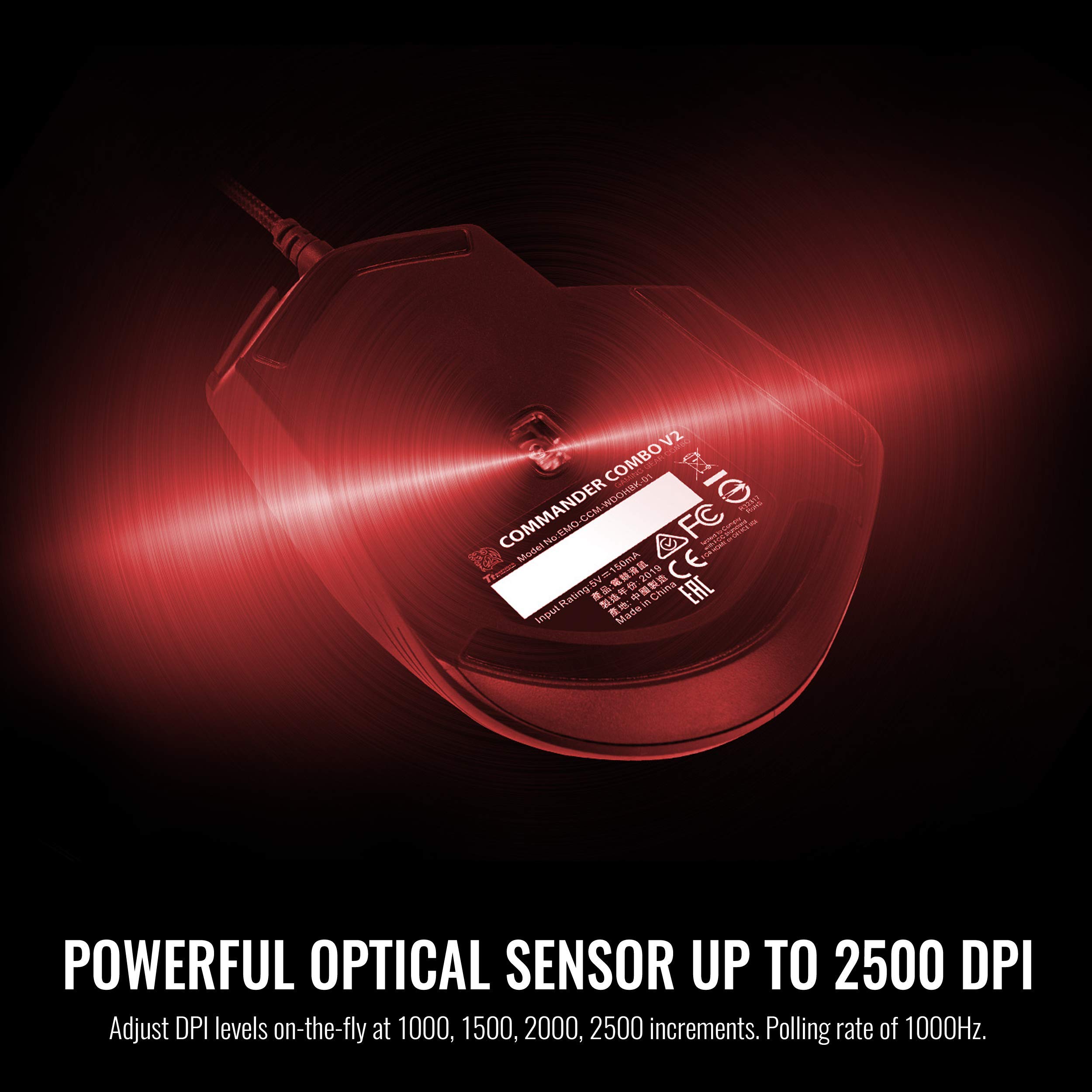 Thermaltake Tt Esports Commander Combo V2, Gaming Keyboard and Gaming Mouse with 2500 DPI, 3 Color Back Lights and Lighting Effect, CM-CMC-WLXXMB-US - Image 5