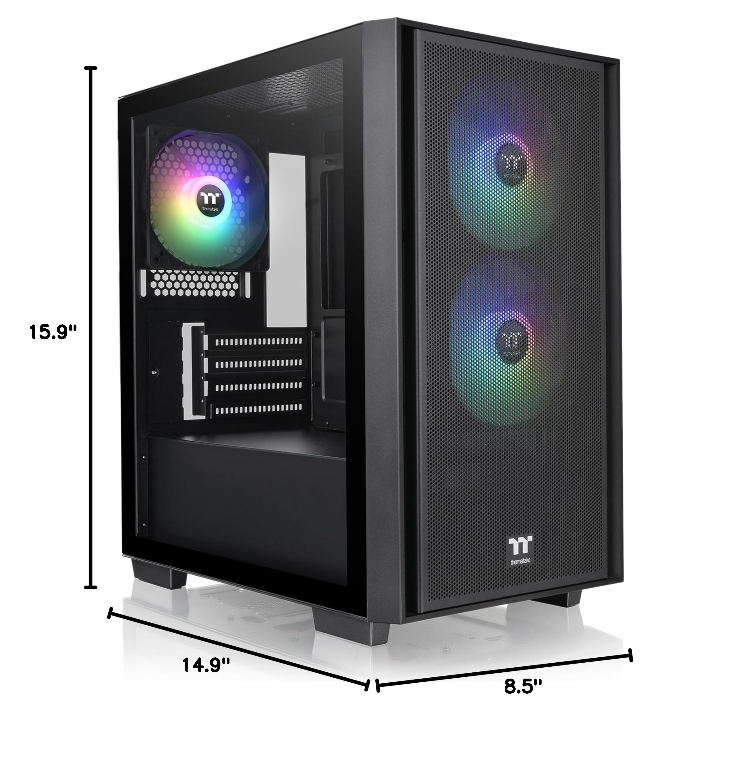 Thermaltake Versa H16 TG ARGB Black Micro ATX Tower Case; Tempered Glass Side Panel; 3 Pre-Installed ARGB Fans; CA-1Y8-00S1WN-02; 3 Year Warranty - Image 7